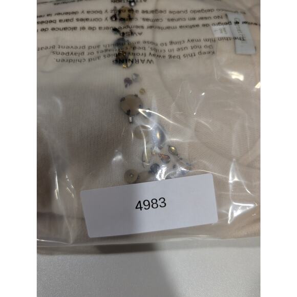 Garnet Hill Sweater Womens Large Cream Cashmere Beaded - Picture 11 of 11